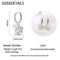 Pendientes de plata con borlas de copos de nieve azules y diamantes, lazo rojo para mujer, joyería creativa, regalos temáticos navideños - details 9