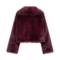 TRAFZA-Chaqueta de piel sintética para mujer, abrigo holgado de manga larga con cuello vuelto, color liso, informal, para invierno, 2024 - details 5