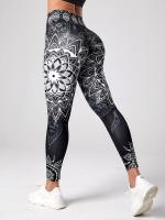 Leggings de Cintura Alta con Patrón de Loto Ideal para Yoga, Correr, Bailar Ropa Deportiva Elegante - details 3