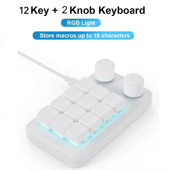 Programación Ro Teclado de perilla personalizado RGB 3 teclas Copiar Botón de pegar Teclado para juegos Nical Hotswap Ropad - 1