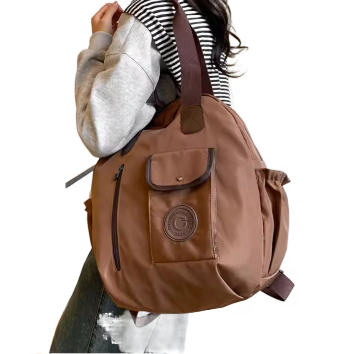Linda mochila de nailon para natación de estilo coreano, bolso de hombro de forma redonda de nailon de Color sólido, bolso de mano de gran capacidad, bolso de viaje para Fitness - 1