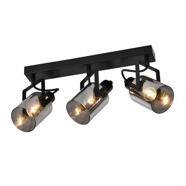 CBJKTX Foco de techo Focos de techo negros 3 bombillas ajustables 350 °   Focos de cristal E14 - 1