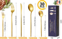 Conjunto de Vajilla de Acero Inoxidable 30 Piezas de Cubertería Plana Utensilios de Cocina Duraderos Juego de Palillos Brillantes - details 2