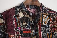 Camisa de lino de manga corta para hombre, camisa de flores de estilo étnico indio, novedad de verano, 2019 - details 47