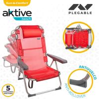 Silla de Almacenamiento Multicolor con Rayas 5 Posiciones, Soporte de 110kg, Antivuelco, Soporte de Almohada, Asa de Hombro, Respaldo Reclinable - details 11