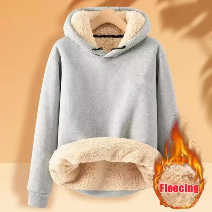 Sudadera De lana Para Mujer Abrigada Con Capucha Estampado Sencillo Deportiva Manga Larga Cierre Jersey Suelto Para Otoño E Invierno - 1
