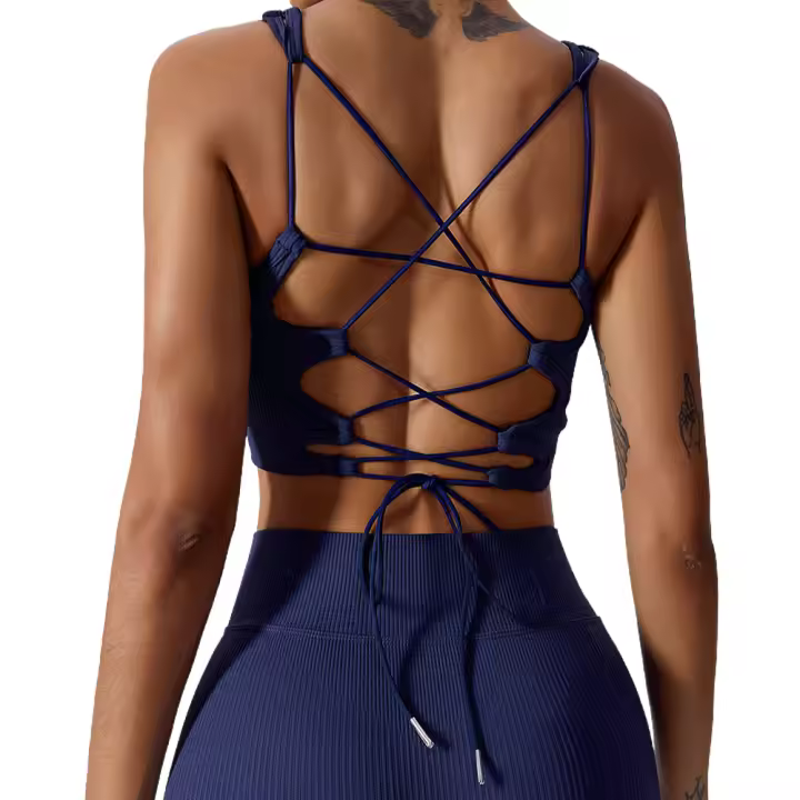 Sujetadores Deportivos De Yoga Para Mujer, Diseño De Espalda Abierta, Top Corto Acolchado - 1