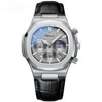 Reloj multifunción verdadero tres ojos seis agujas reloj de cuarzo octogonal para hombre - details 7