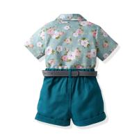 Traje Hermanos 2025 verano, niños y niñas pastoral de manga corta, camisa floral, mono y pantalones cortos. - details 4