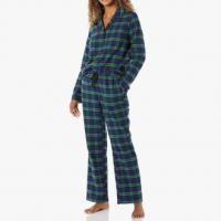 MoFiz Pijamas Mujer Algodón Cuadros Manga Larga con Traje Dos Piezas Casual Ropa de Casa Dormir con Botones - details 4