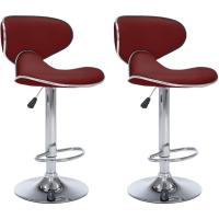 Mostrador Pub Comedor Simplista Reposapiés Asiento Estable Robusta Cuero Sintético Vino Tinto - details 0