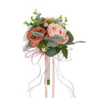 Ramo de flores artificiales de boda rosa y blanco hecho a mano para decoración de novia de San Valentín decoración de rosas al por mayor - details 4