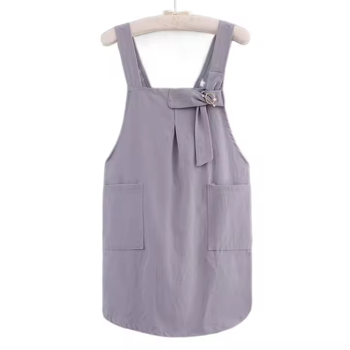 Delantal de cocina de algodón con correas cruzadas, delantal de cocina para el hogar resistente a la suciedad, ajustable con bolsillo, ropa de trabajo coreana, cocina casera - 1