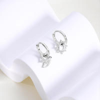 Pendientes de aro para mujer, Plata de Ley 925, líneas geométricas, estrellas y luna, pendientes para mujer, regalos de joyería - details 3