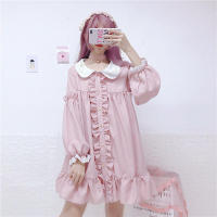 Lencería Lolita para mujer estilo Haruku japonés con volantes y mangas largas vestido de muñeca informal con cintura imperio talla - details 19