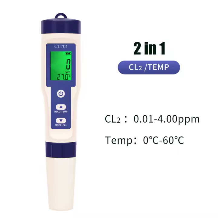 Bolígrafo Detector de calidad del agua 5 en 1, medidor de cloro, PH, H2, ORP, TEMP, CL2, probador, multifunción, Monitor de cloro para piscina, Spa - 1