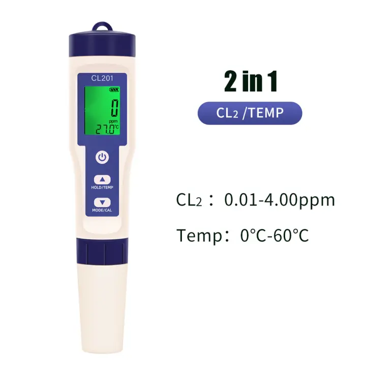 Bolígrafo Detector de calidad del agua 5 en 1, medidor de cloro, PH, H2, ORP, TEMP, CL2, probador, multifunción, Monitor de cloro para piscina, Spa - 1