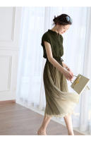 Elegante Falda Larga de Cintura Tejida Diseño de Estilo Francés de Alta Gama Moda para Mujeres - details 6
