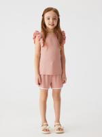 Conjunto De Verano Para Bebé Niña 2024 Shorts Y Camiseta Cómodo Transpirable Ropa De Casa Estilo Casual Sin Mangas Cuello Redondo - details 2