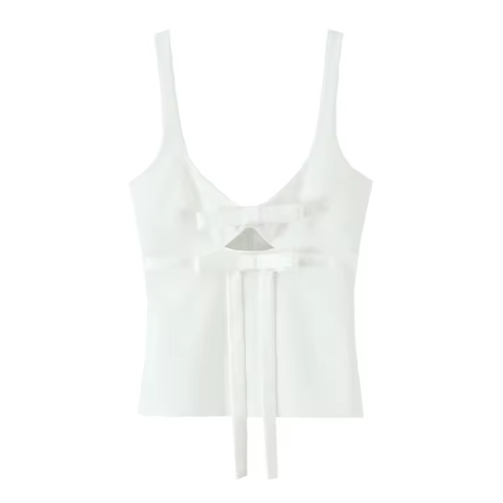 PB&ZA2025camisola de cuello bajo versátil con temperamento dulce decorado con lazo última novedad ropa de verano para mujer - 1