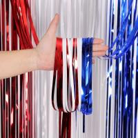 Decoración del Día de la Independencia Americana, bandera americana, cortinas con flecos de papel de aluminio metálico rojo, blanco y azul, 4 de julio, accesorios para fotos - details 4