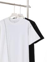 240G crash color bordado línea diseño sentido cuello redondo camiseta simple hombre y mujer manga corta - details 3