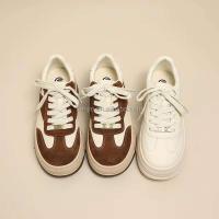 Nuevas zapatillas de deporte blancas puras con aumento de altura para mujer, zapatos de Skate de cuero de vaca Real de alta calidad con clase, informales para niñas, marca - details 0