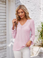 Ropa de calle informal elegante para mujer, camisetas lisas para mujer, ropa de moda para mujer, camisas Vintage para mujer, Top de primavera - details 13