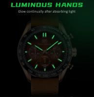 Reloj de cuarzo informal para hombre, correa de cuero genuino Crazy Horse, luminoso, resistente al agua, reloj de moda, regalo para él - details 8