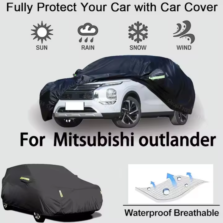 Funda completa para coche para Mitsubishi Outlander, protector exterior a prueba de nieve, protector solar, impermeable y a prueba de polvo, accesorios para automóviles, negro - 1
