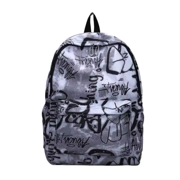 Mochila escolar para estudiantes con grafiti de gran capacidad, mochila informal de moda para mujer, bonita con colgante, mochilas escolares para niñas y adolescentes - 1