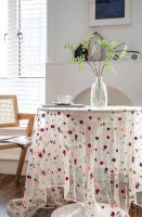 Ence Navidad transparente cubierta con colorido mantel floral rectangular blanco bordado, utilizado para suministros de fiesta en casa - details 3