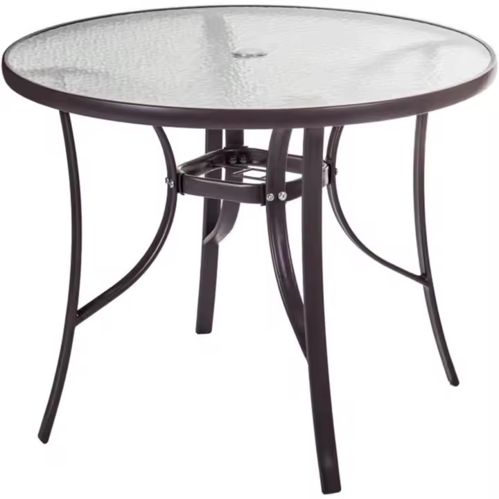 Mesa de Jardín Neila de Cristal y Acero Resistente a la Corrosión y a la Sombra - 1