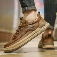 Nuevos zapatos deportivos de hombre con costuras hechas a mano clásicas con cordones de vestir de cuero genuino duraderos informales a la moda, calidad - details 0