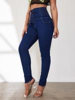 Cintura alta pies pequeños mujer cintura elástica elástico ajuste de cadera pantalones sexy con cordones pies pequeños jeans - details 0