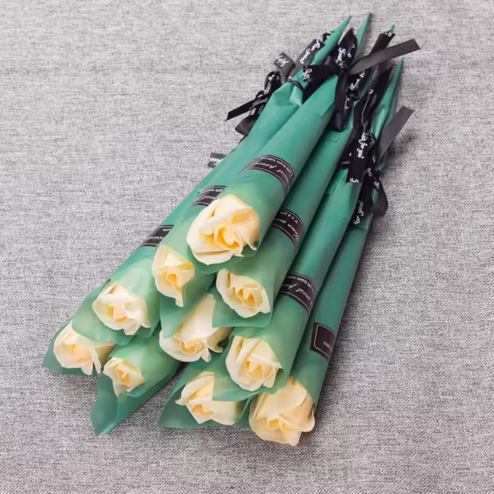 10 Uds. Ramo romántico de rosas rojas, 6 colores con embalaje, cinta de flores de jabón, flores artificiales, regalo del Día de San Valentín - 1