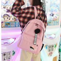 Mochila de gran capacidad con hojas impresas, mochila de lona de Color sólido con hojas impresas, mochila portátil con cremallera de estilo universitario - details 21