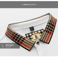 Nueva moda de verano para hombre, polo corto, camiseta con cuello bordado, tops de media manga, ropa - details 14