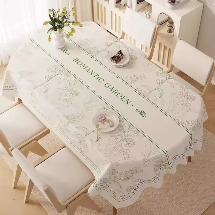 Tela de comedor de forma ovalada, lavable, impermeable, resistente al aceite, resistente al calor, nueva funda lujosa para café de sala de estar - 1
