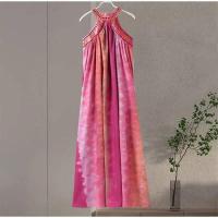 Elegante Vestido Largo para Mujer Correas y Cuello Cuadrado Sin Espalda, Color Contraste - details 2