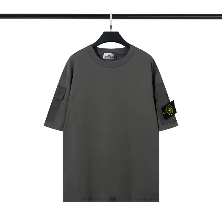 Camiseta de manga corta premium para hombre, estilo hip-hop, con bordado Stone Island, verano 2025 - 1