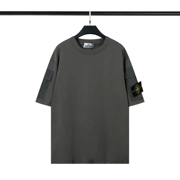 Camiseta de manga corta premium para hombre, estilo hip-hop, con bordado Stone Island, verano 2025 - 1