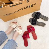 Verano nueva versión coreana moda cabeza cuadrada cubierta de pie fondo plano moda casual gran tamaño arco romano de las mujeres zapatillas geniales - details 8