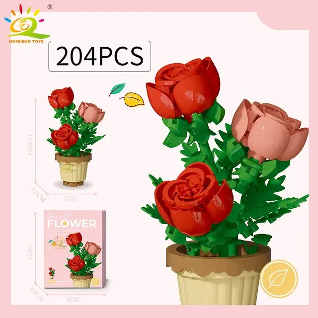Ramo eterno para niños, Micro bloques de construcción, modelo de flores, bricolaje, decoración de plantas de escritorio para el hogar, ensamblaje de ladrillo, juguete - 1