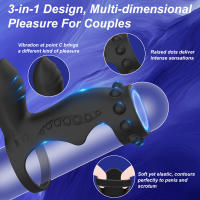 Vibrador del punto G del clítoris Extensor de pene con 10 modos de vibración intensos, anillo dual Juguetes sexuales para adultos Estimulador Masajeador para hombres Mejora de la erección y placer femenino - details 4