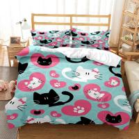Juego de Ropa de Cama con Estampado de Gato Encantador Funda de Cojín y Cubierta de Edredón de Lujo para Reina Estilo Personalizado para Niños - details 4