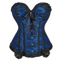 Corsé sobre el busto negro rojo azul floral lencería basquita corsé cintura bustier top - details 0