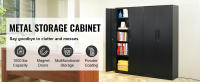 Gabinete de almacenamiento de metal SucceBuy. Acero negro con 2 puertas magnéticas y 4 estantes regulables. 71'', 200 libras/capacidad de estante - details 0