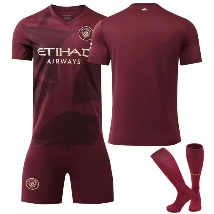 2425 Kit de fútbol visitante del Manchester City 9 Haaland 47 Foden 19 Alvarez 11 Dukker Conjunto de fútbol. - 1