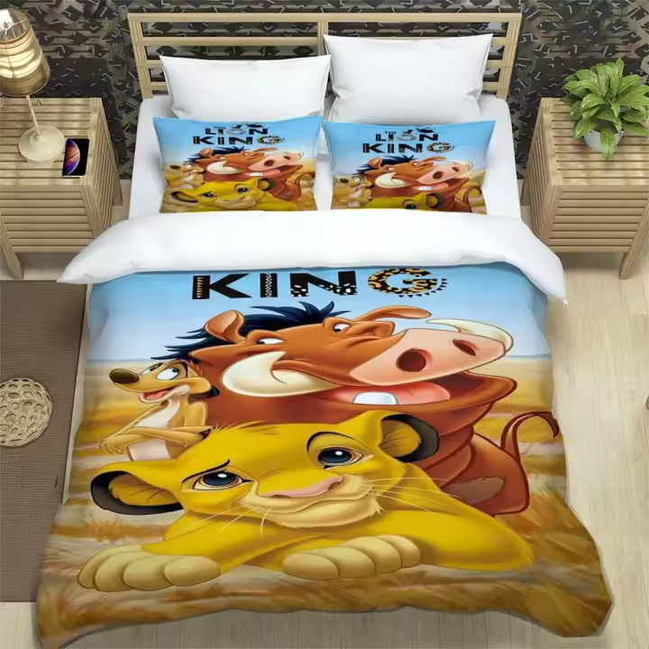Cubierta de Almohada de Patrón del Rey Leon Juego de Ropa de Cama de Tamaño Variable - 1